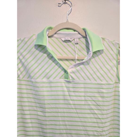 Lady Hagen Green Striped Sleeveless shirt Size L NWT - Picture 2 of 10